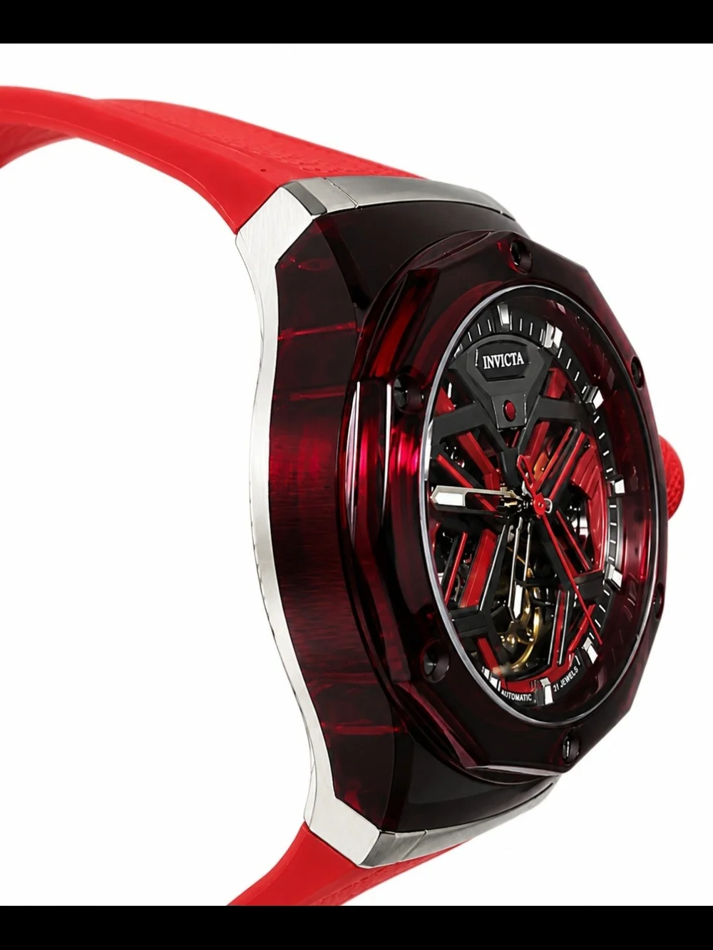 Invicta 69542 Celestial Orbitha Skeleton Dial Red Silicone Men's Watch NEW
